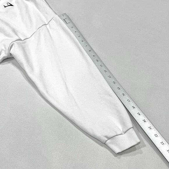 Gymshark Women White Long Sleeve Crew Neck Athletic Sweatshirt Logo Size Small - Picture 8 of 8